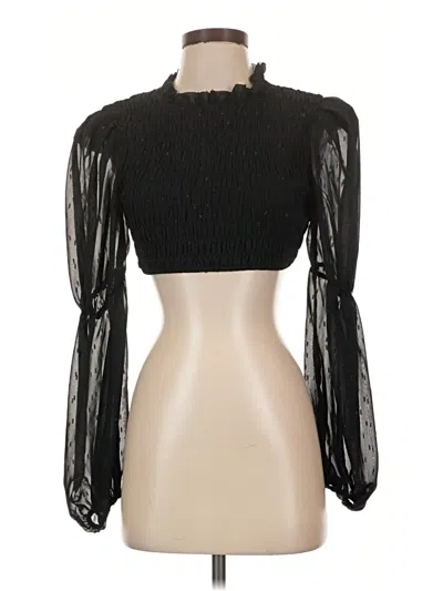 Pre-owned Nbd Long Sleeve Blouse In Black