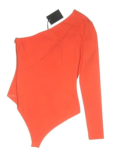 Pre-owned Nbd Long Sleeve Top Orange One Shoulder Neckline Tops