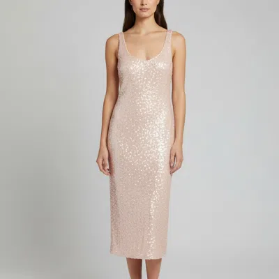 Pre-owned Nbd Pink Synthetic Sequin Embellished Nicole Midi Dress L