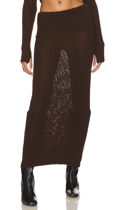Nbd Reece Fold Over Maxi Skirt In Cocoa