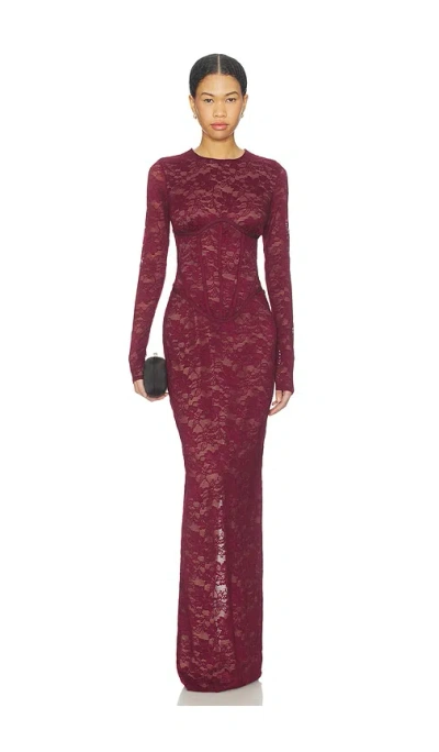 Nbd Saba Gown In Burgundy