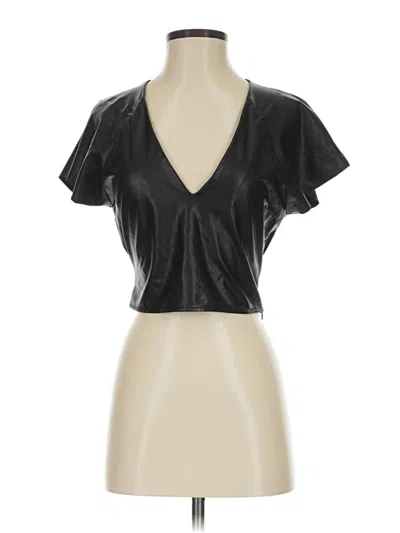 Pre-owned Nbd Short Sleeve Top Black Plunge Neckline Tops