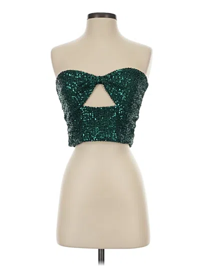 Pre-owned Nbd Sleeveless Top Teal Strapless Neckline Tops