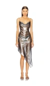 Nbd The Harley Midi Dress In Metallic Silver