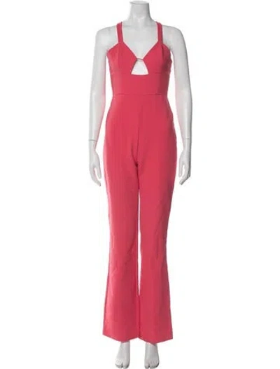 Pre-owned Nbd V-neck Jumpsuit In Pink