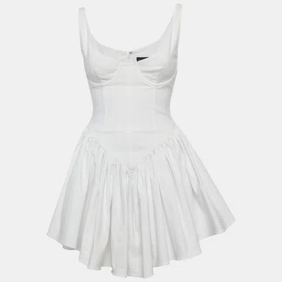 Pre-owned Nbd White Stretch Crepe Corset Mini Dress Xs
