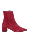 Ncub Woman Ankle Boots Burgundy Size 5 Leather In Red