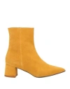 Ncub Woman Ankle Boots Ocher Size 7 Leather In Yellow