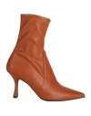 Ncub Woman Ankle Boots Tan Size 8 Textile Fibers In Brown