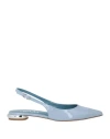 Ncub Woman Ballet Flats Pastel Blue Size 7 Leather In Blue