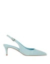 Ncub Woman Pumps Sky Blue Size 8 Leather In Blue