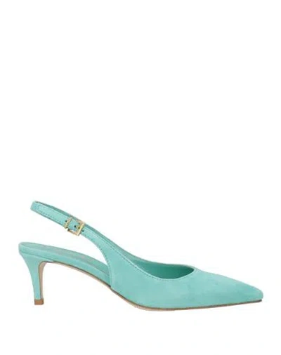 Ncub Woman Pumps Turquoise Size 6 Leather In Green