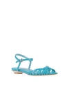 Ncub Woman Sandals Azure Size 6 Textile Fibers In Blue
