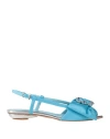Ncub Woman Sandals Azure Size 7 Textile Fibers In Blue