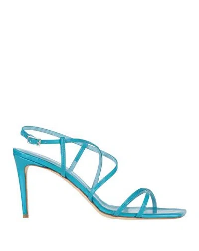 Ncub Woman Sandals Azure Size 8 Textile Fibers In Blue