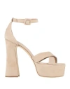 Ncub Woman Sandals Beige Size 8 Leather