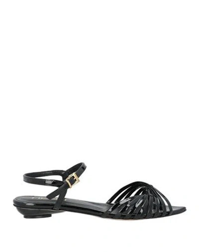 Ncub Woman Sandals Black Size 8 Textile Fibers In Black