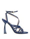 Ncub Woman Sandals Blue Size 8 Leather In Blue