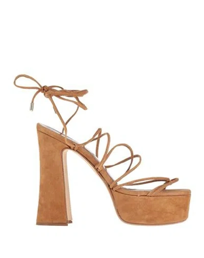 Ncub Woman Sandals Camel Size 10 Leather In Beige