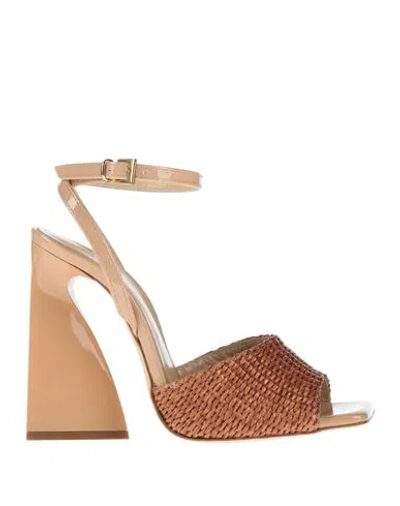 Ncub Woman Sandals Camel Size 8 Textile Fibers In Beige
