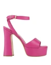 Ncub Woman Sandals Fuchsia Size 10 Leather In Pink