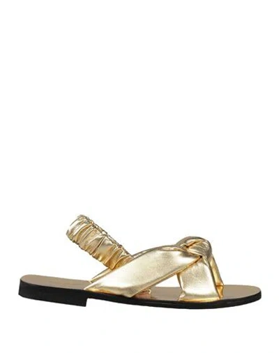 Ncub Woman Sandals Gold Size 8 Leather