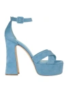 Ncub Woman Sandals Light Blue Size 8 Leather