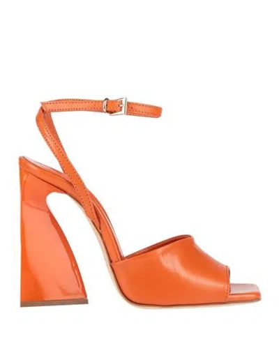 Ncub Woman Sandals Orange Size 6 Soft Leather