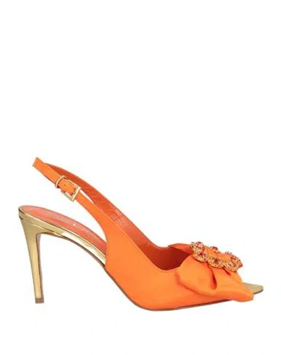 Ncub Woman Sandals Orange Size 7 Textile Fibers