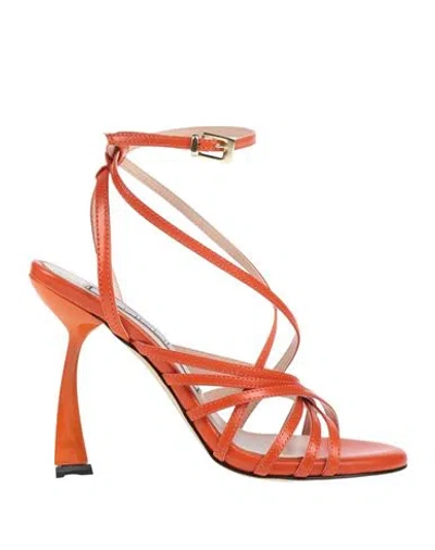 Ncub Woman Sandals Orange Size 8 Leather