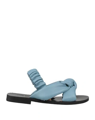 Ncub Woman Sandals Pastel Blue Size 5 Leather