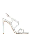 Ncub Woman Sandals Silver Size 7 Leather In Silver