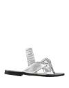 Ncub Woman Sandals Silver Size 8 Leather