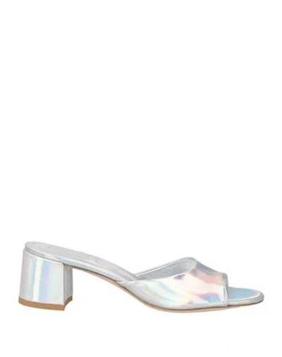 Ncub Woman Sandals Silver Size 8 Textile Fibers