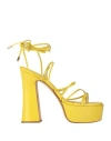Ncub Woman Sandals Yellow Size 7 Leather In Yellow