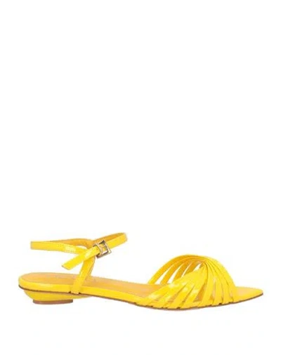 Ncub Woman Sandals Yellow Size 8 Textile Fibers