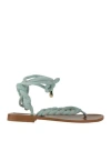 Ncub Woman Thong Sandal Sky Blue Size 7 Soft Leather