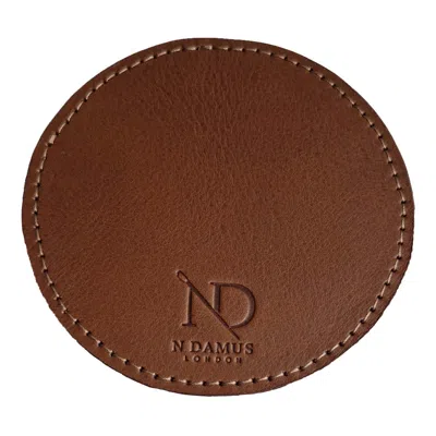 N'damus London Brown Dulwich Chestnut Leather Drink Coaster Set X 4 In Multi