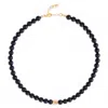 N'damus London Men's Black Onyx Gemstone Necklace & Gold Chain
