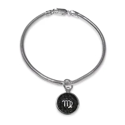 N'damus London Men's Black Virgo Zodiac Astrolab Leather & Sterling Silver Bracelet