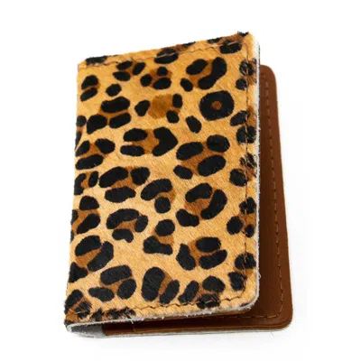 N'damus London Men's Brown Bishopsgate Leopard Print Leather Credit Card Holder