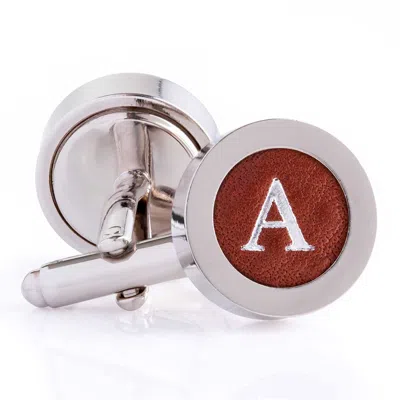 N'damus London Men's Brown / Silver Regent Chestnut Leather Silver Letter Cufflinks