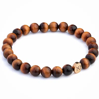 N'damus London Men's Brown Tigers Eye Gemstone Bracelet