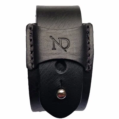N'damus London Men's Finsbury Black Natural Grain Leather Bracelet With Silver Button