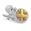 N'damus London Men's Gold / Black Coronation Regent Gold & Brown Leather Rhodium Cufflinks In Multi