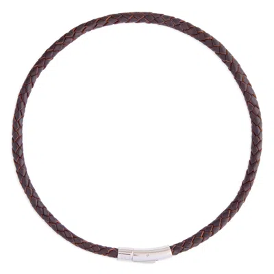 N'damus London Men's Holborn Brown Leather Braided Necklace