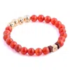 N'damus London Men's Red Leather, Gold & Carnelian Gemstone Beaded Bracelet In Red
