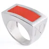N'damus London Men's Silver / Yellow / Orange Hatton Sterling Silver Orange Leather Ring