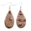 N'damus London Women's Auricle Brown Ostrich Print Leather Earrings In Brown