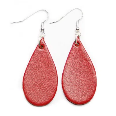 N'damus London Women's Auricle Red Leather Earrings